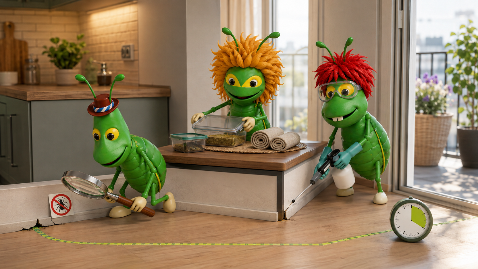 הכנת האזור וריסוס ממוקד בסדק לאחר זיהוי מקור החרקים